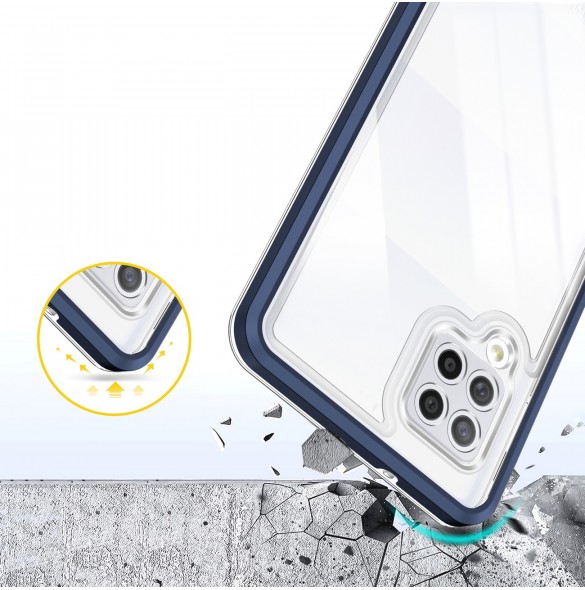 Genomskinligt 3-i-1 fodral för Samsung Galaxy A42 5G Frame Gel Cover Blå