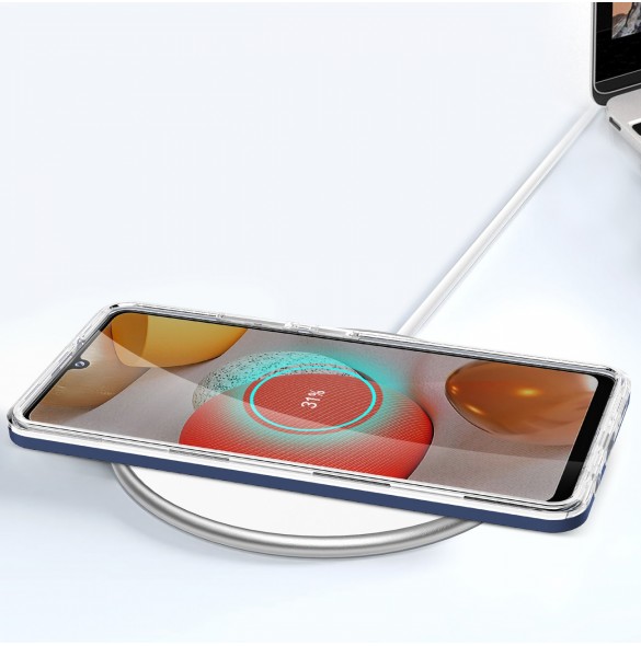 Genomskinligt 3-i-1 fodral för Samsung Galaxy A42 5G Frame Gel Cover Blå
