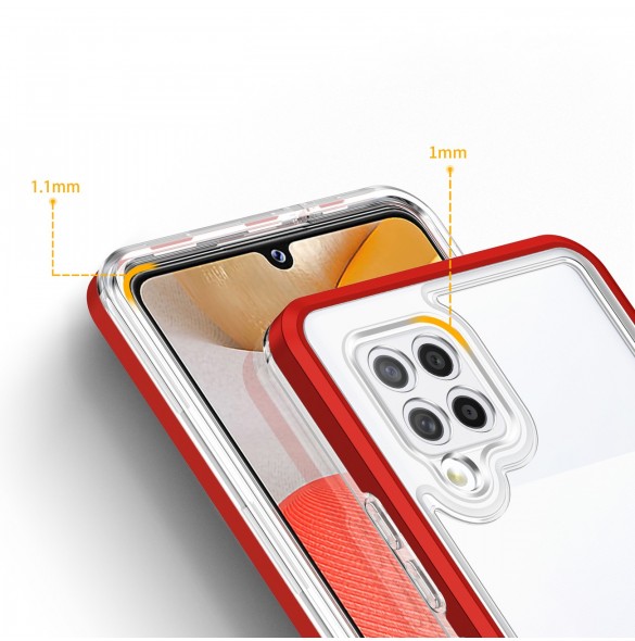 Genomskinligt 3-i-1 fodral för Samsung Galaxy A42 5G Frame Gel Cover Röd