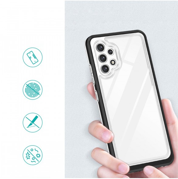 Genomskinligt 3in1-fodral för Samsung Galaxy A72 4G Frame Gel Cover Svart