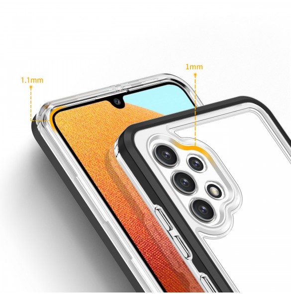 Genomskinligt 3in1-fodral för Samsung Galaxy A72 4G Frame Gel Cover Svart