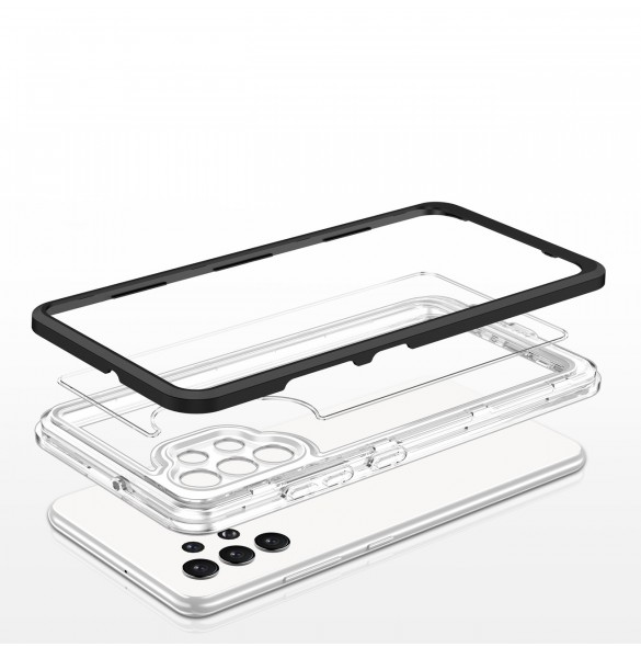 Genomskinligt 3in1-fodral för Samsung Galaxy A72 4G Frame Gel Cover Svart