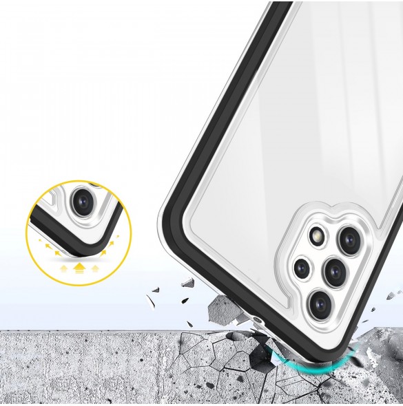 Genomskinligt 3in1-fodral för Samsung Galaxy A72 4G Frame Gel Cover Svart