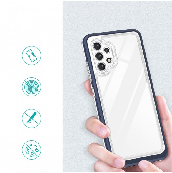 Genomskinligt 3in1-fodral för Samsung Galaxy A72 4G Frame Gel Cover Blå