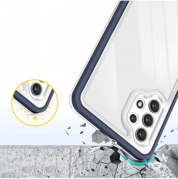 Genomskinligt 3in1-fodral för Samsung Galaxy A72 4G Frame Gel Cover Blå