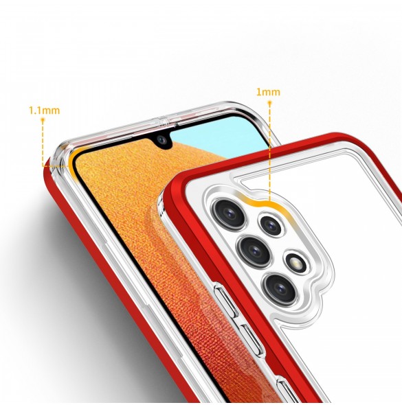 Genomskinligt 3-i-1 fodral för Samsung Galaxy A72 4G Frame Gel Cover Röd