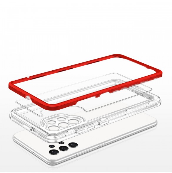 Genomskinligt 3-i-1 fodral för Samsung Galaxy A72 4G Frame Gel Cover Röd