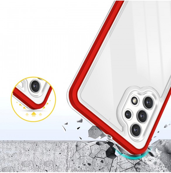 Genomskinligt 3-i-1 fodral för Samsung Galaxy A72 4G Frame Gel Cover Röd