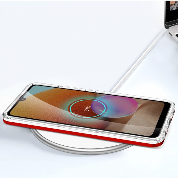 Genomskinligt 3-i-1 fodral för Samsung Galaxy A72 4G Frame Gel Cover Röd