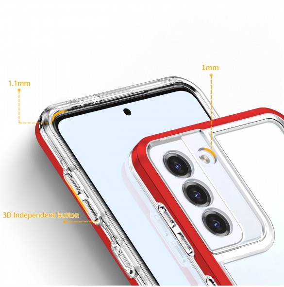Genomskinligt 3-i-1 fodral för Samsung Galaxy S21 + 5G (S21 Plus 5G) Ram Gel Cover Röd