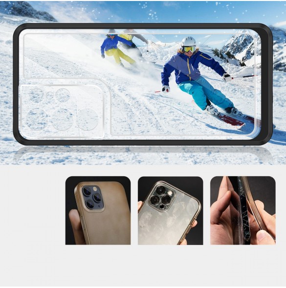 Genomskinligt 3-i-1 fodral för Samsung Galaxy S21 Ultra 5G Frame Gel Cover Svart