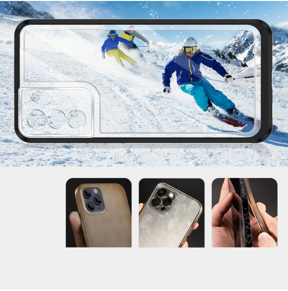 Genomskinligt 3-i-1 fodral för Samsung Galaxy S22 Frame Gel Cover Svart