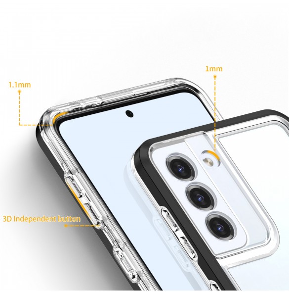 Genomskinligt 3-i-1 fodral för Samsung Galaxy S22 Frame Gel Cover Svart