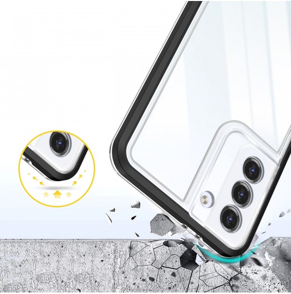 Genomskinligt 3-i-1 fodral för Samsung Galaxy S22 Frame Gel Cover Svart