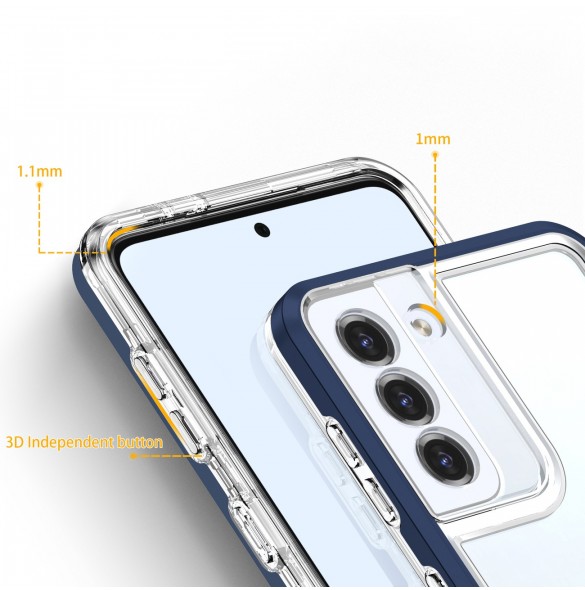 Klart 3-i-1 fodral för Samsung Galaxy S22 Frame Gel Cover Blå