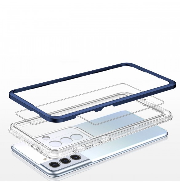 Klart 3-i-1 fodral för Samsung Galaxy S22 Frame Gel Cover Blå