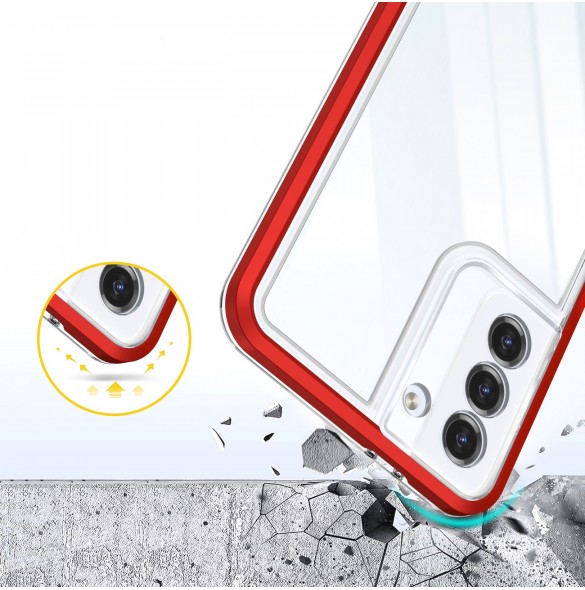 Klart 3-i-1 fodral för Samsung Galaxy S22 Frame Gel Cover Röd