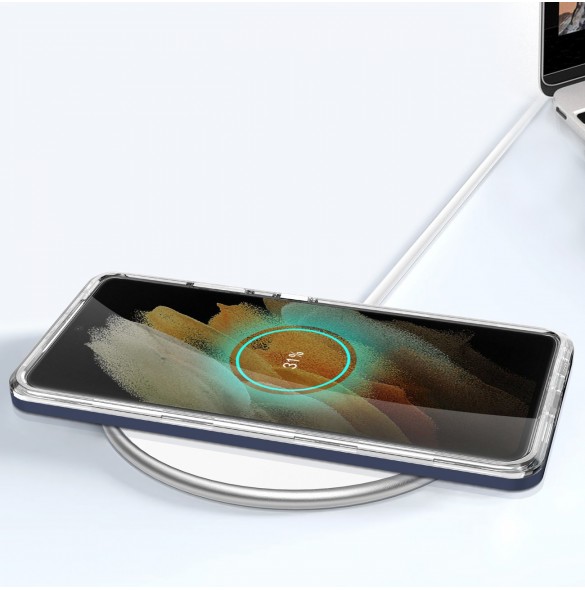 Klart 3-i-1 fodral för Samsung Galaxy S22 Ultra Frame Gel Cover Blå