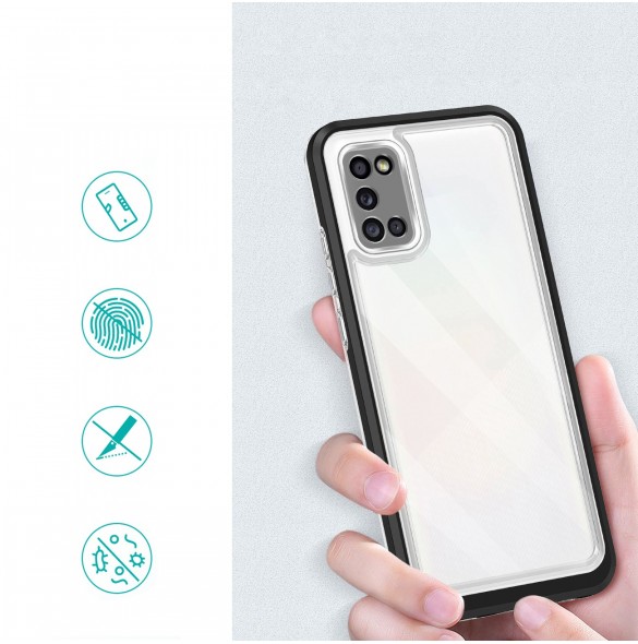 Klart 3-i-1 fodral för Samsung Galaxy A03s (166) ram gelöverdrag svart