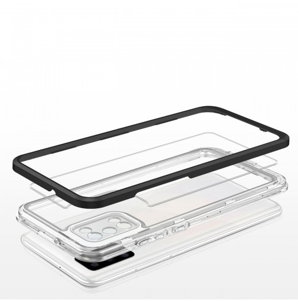 Klart 3-i-1 fodral för Samsung Galaxy A03s (166) ram gelöverdrag svart