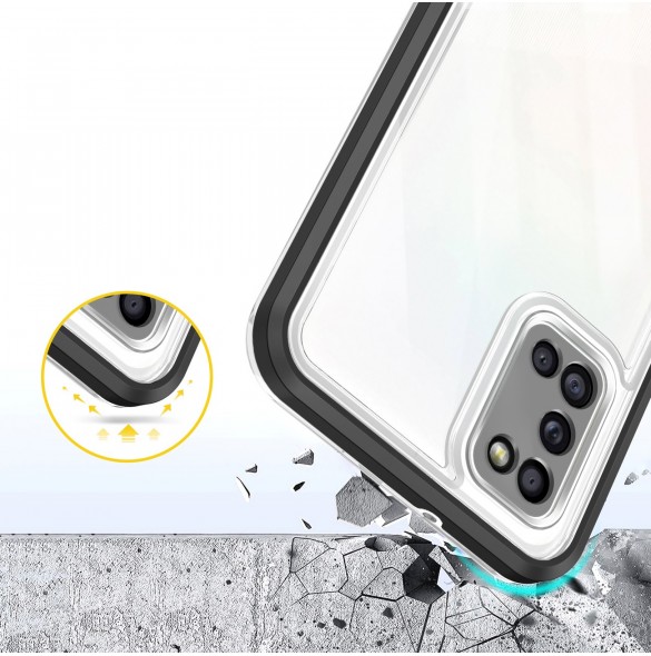 Klart 3-i-1 fodral för Samsung Galaxy A03s (166) ram gelöverdrag svart