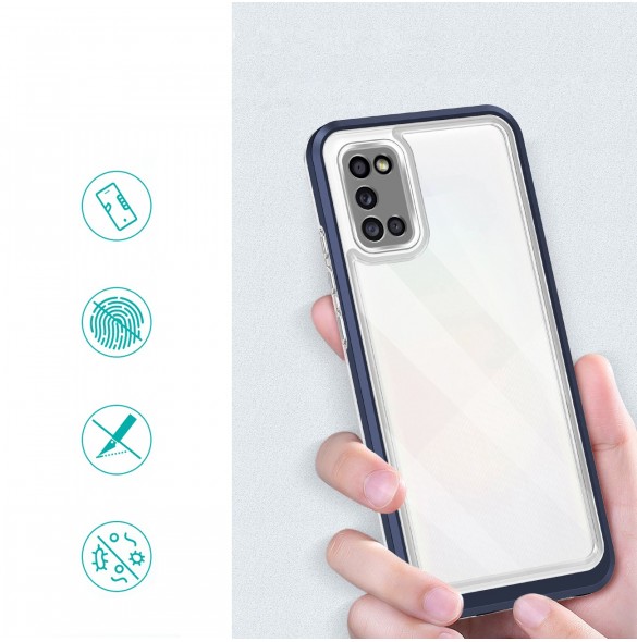 Genomskinligt 3-i-1 fodral för Samsung Galaxy A03s (166) ram gelöverdrag blå