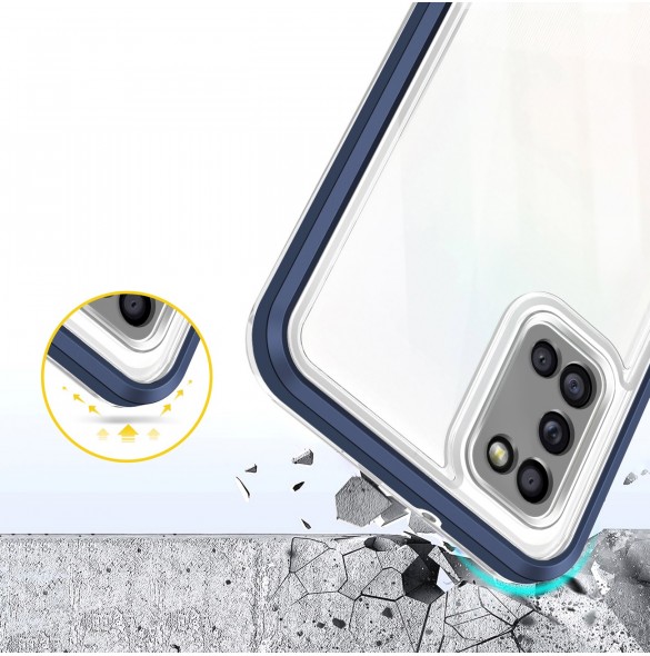 Genomskinligt 3-i-1 fodral för Samsung Galaxy A03s (166) ram gelöverdrag blå