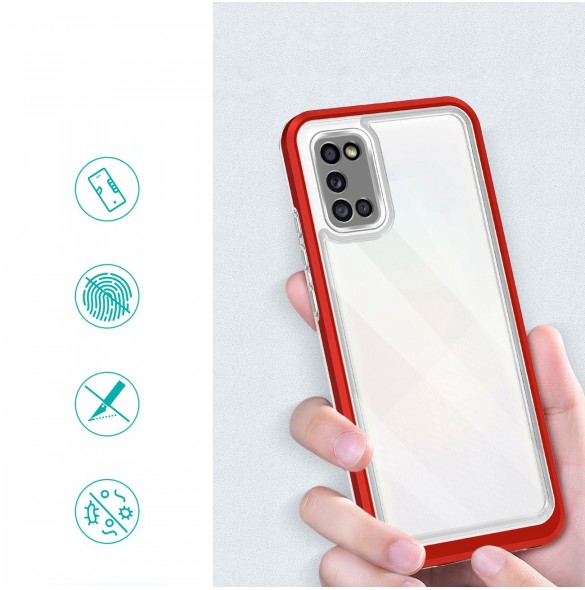 Genomskinligt 3-i-1 fodral för Samsung Galaxy A03s (166) ram gelöverdrag rött