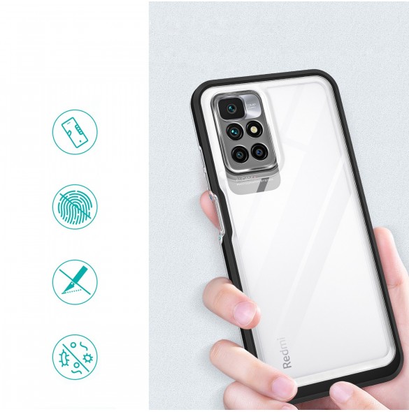 Genomskinligt 3-i-1 fodral för Xiaomi Redmi 10 Frame Gel Cover Svart
