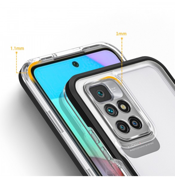 Genomskinligt 3-i-1 fodral för Xiaomi Redmi 10 Frame Gel Cover Svart