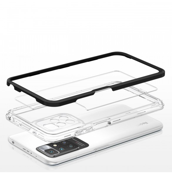 Genomskinligt 3-i-1 fodral för Xiaomi Redmi 10 Frame Gel Cover Svart