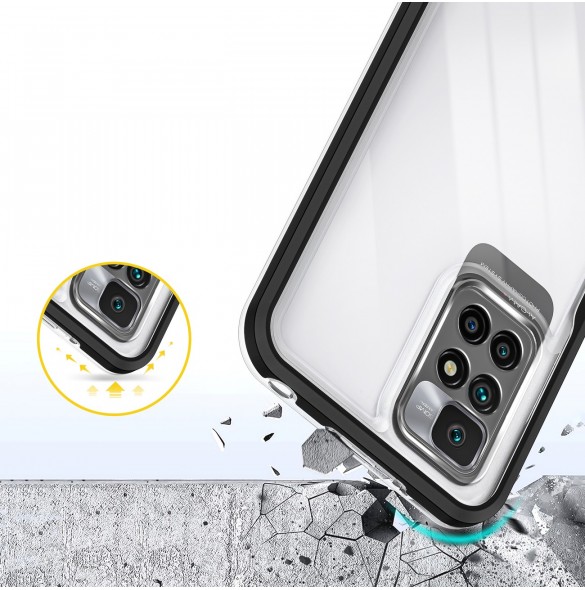 Genomskinligt 3-i-1 fodral för Xiaomi Redmi 10 Frame Gel Cover Svart