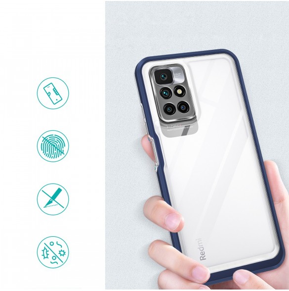 Genomskinligt 3-i-1 fodral för Xiaomi Redmi 10 Frame Gel Cover Blue