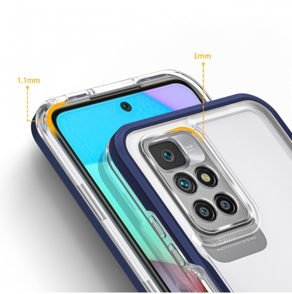 Genomskinligt 3-i-1 fodral för Xiaomi Redmi 10 Frame Gel Cover Blue