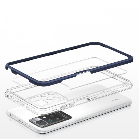 Genomskinligt 3-i-1 fodral för Xiaomi Redmi 10 Frame Gel Cover Blue