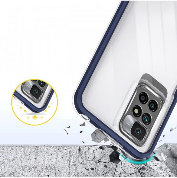 Genomskinligt 3-i-1 fodral för Xiaomi Redmi 10 Frame Gel Cover Blue