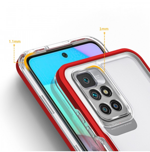 Genomskinligt 3-i-1 fodral för Xiaomi Redmi 10 Frame Gel Cover Röd