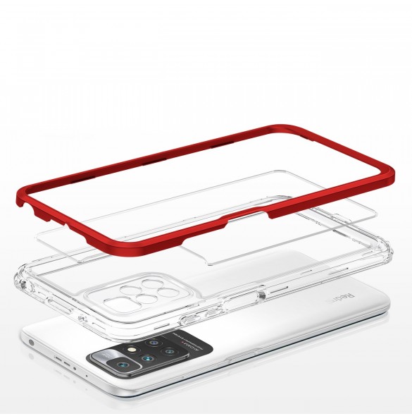 Genomskinligt 3-i-1 fodral för Xiaomi Redmi 10 Frame Gel Cover Röd