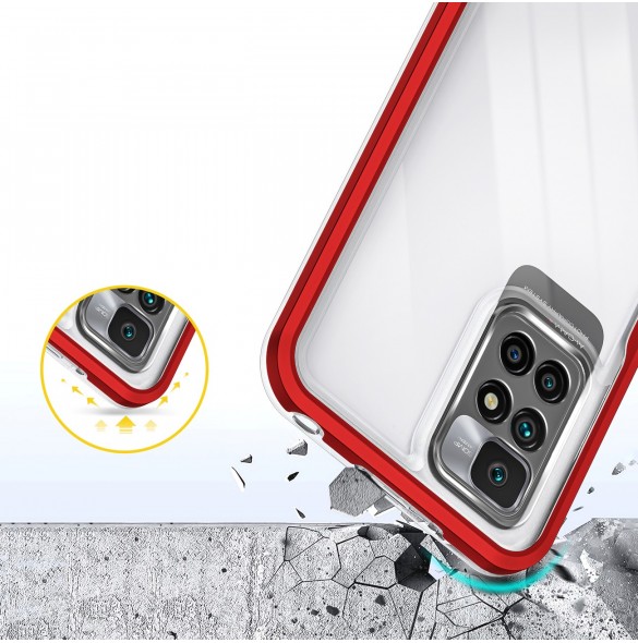 Genomskinligt 3-i-1 fodral för Xiaomi Redmi 10 Frame Gel Cover Röd