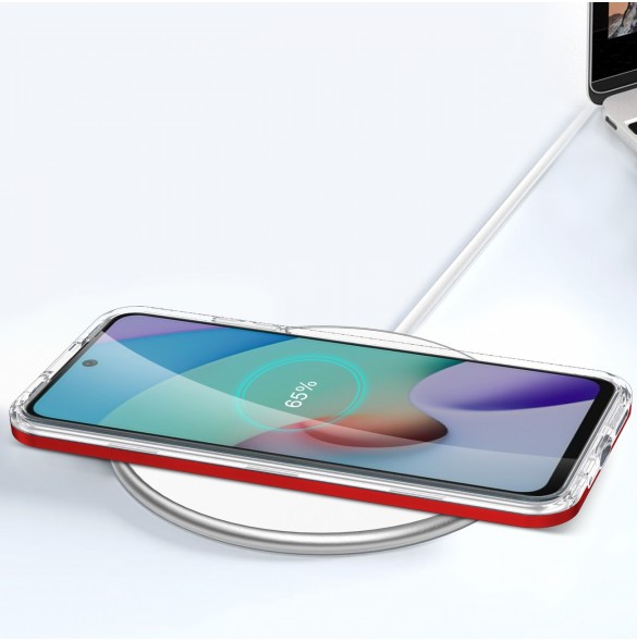 Genomskinligt 3-i-1 fodral för Xiaomi Redmi 10 Frame Gel Cover Röd