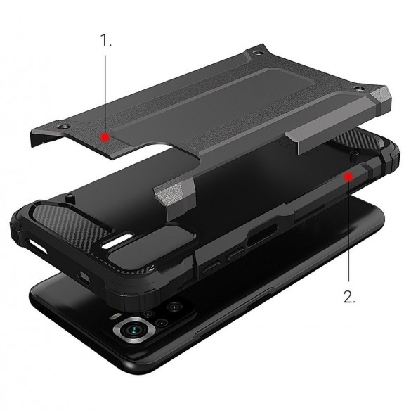 Hybrid Armor Case Tough Rugged Cover för Xiaomi Poco M4 Pro 5G svart
