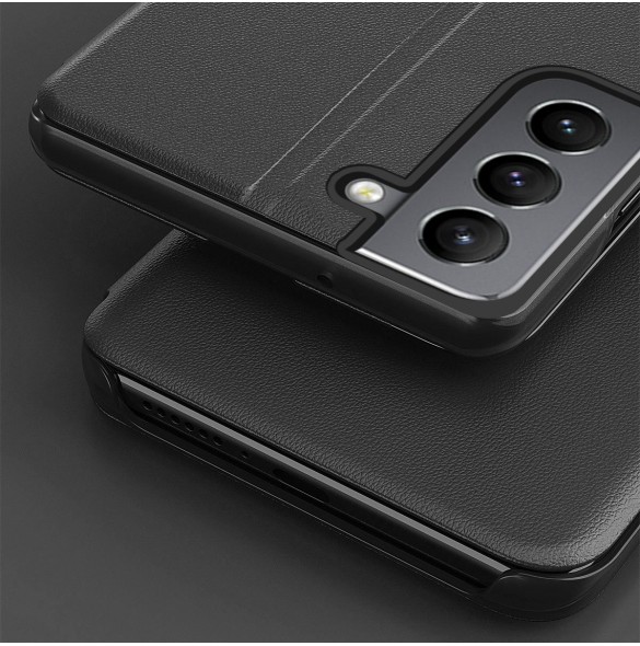 Eco Leather View Case elegant fodral med flip-fodral och stativfunktion för Samsung Galaxy S22 + (S22 Plus) svart