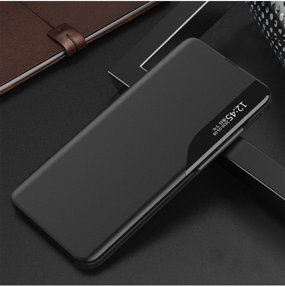Eco Leather View Case elegant fodral med flip-fodral och stativfunktion för Samsung Galaxy S22 + (S22 Plus) svart