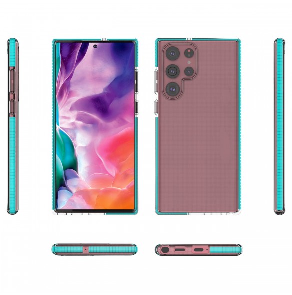 Spring Case cover gelé med färgad ram för Samsung Galaxy S22 Ultra mörkblå
