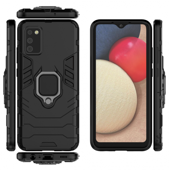 Ring Armour tuff hybridfodral + magnetisk hållare för Samsung Galaxy A03s (166.5) svart