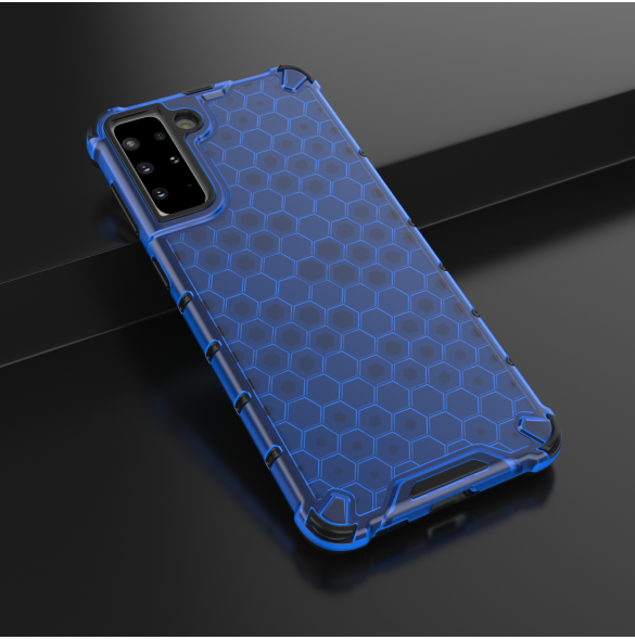 Honeycomb fodral pansarfodral med en gelram för Samsung Galaxy S22 blå