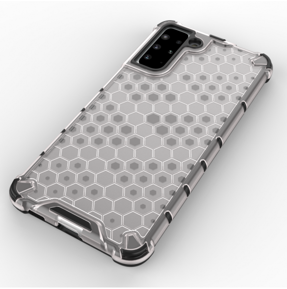 Honeycomb fodral pansrat skal med en gelram för Samsung Galaxy S22 transparent