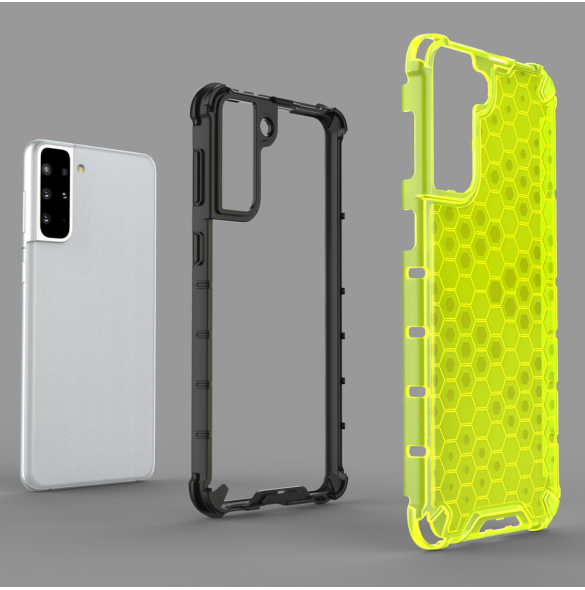 Honeycomb fodral pansrat skal med en gelram för Samsung Galaxy S22 transparent