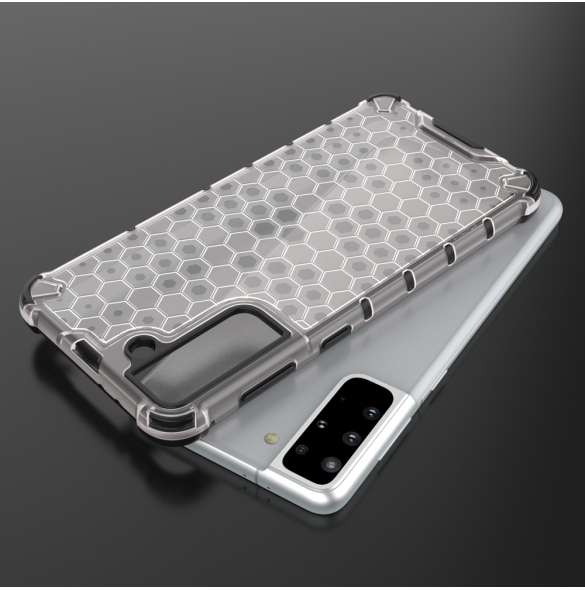 Honeycomb fodral pansrat skal med en gelram för Samsung Galaxy S22 transparent