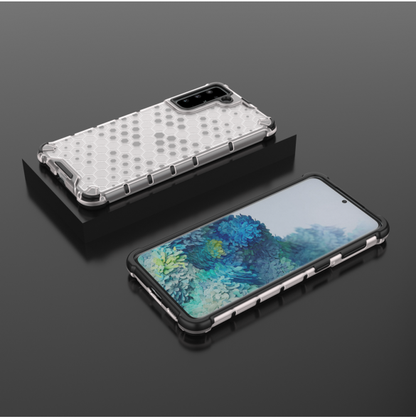 Honeycomb fodral pansrat skal med en gelram för Samsung Galaxy S22 transparent